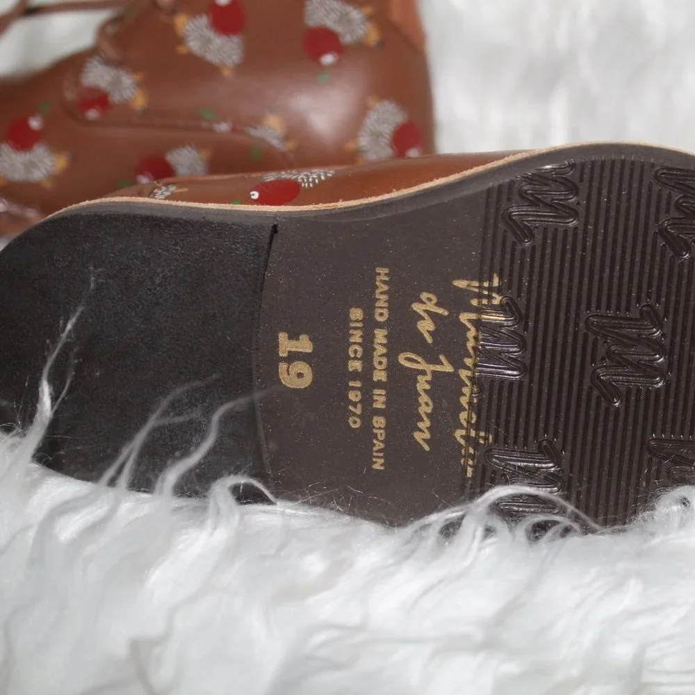 MANUELA De JUAN Handmade Leather baby ankle shoes sz EU 19 (US 3 1/2-4) NEW